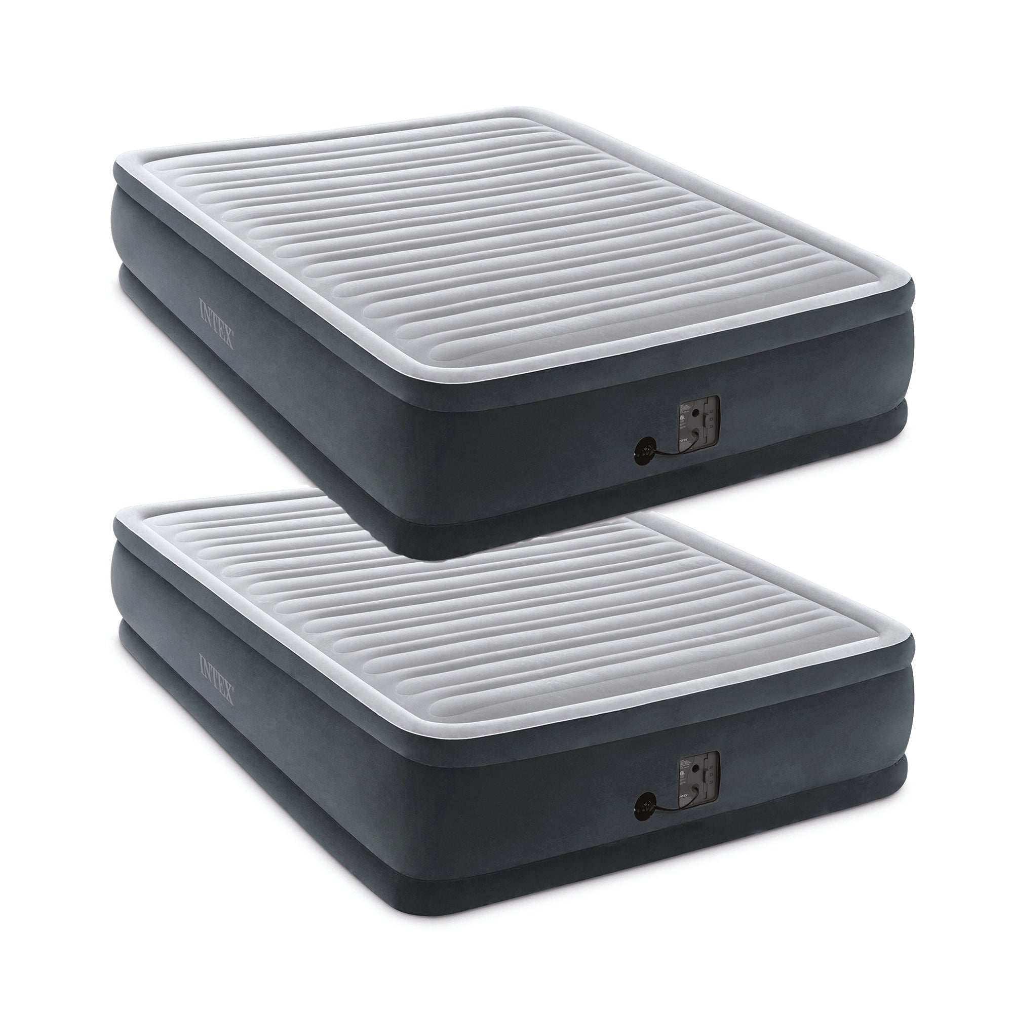 Intex Dura Beam Plus Series Elevated Mattress Airbed with Pump, Queen (2 Pack)