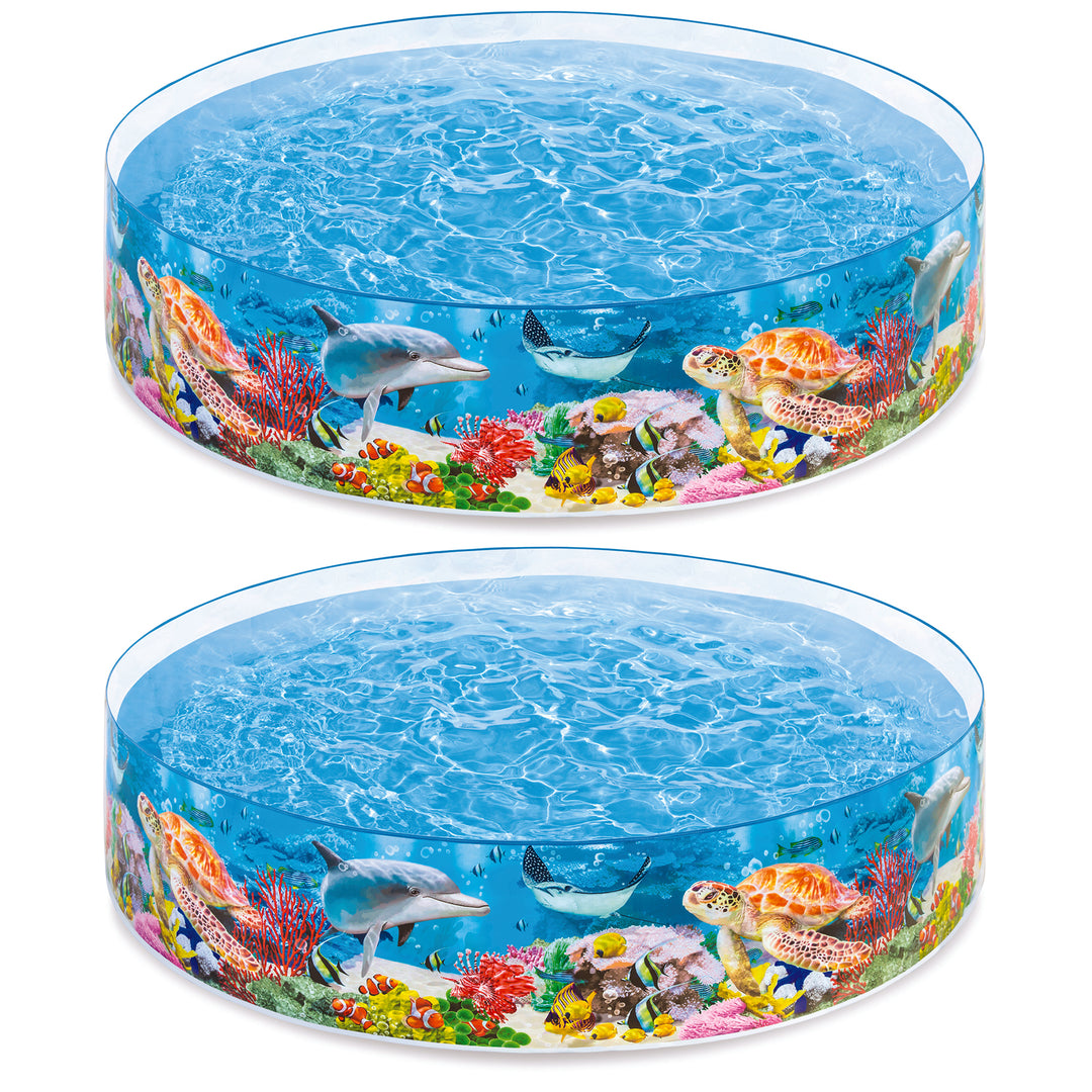 Intex SnapSet Kiddie 8 x 8 Foot Instant Swimming Pool, Deep Sea Blue (2 Pack) - VMInnovations