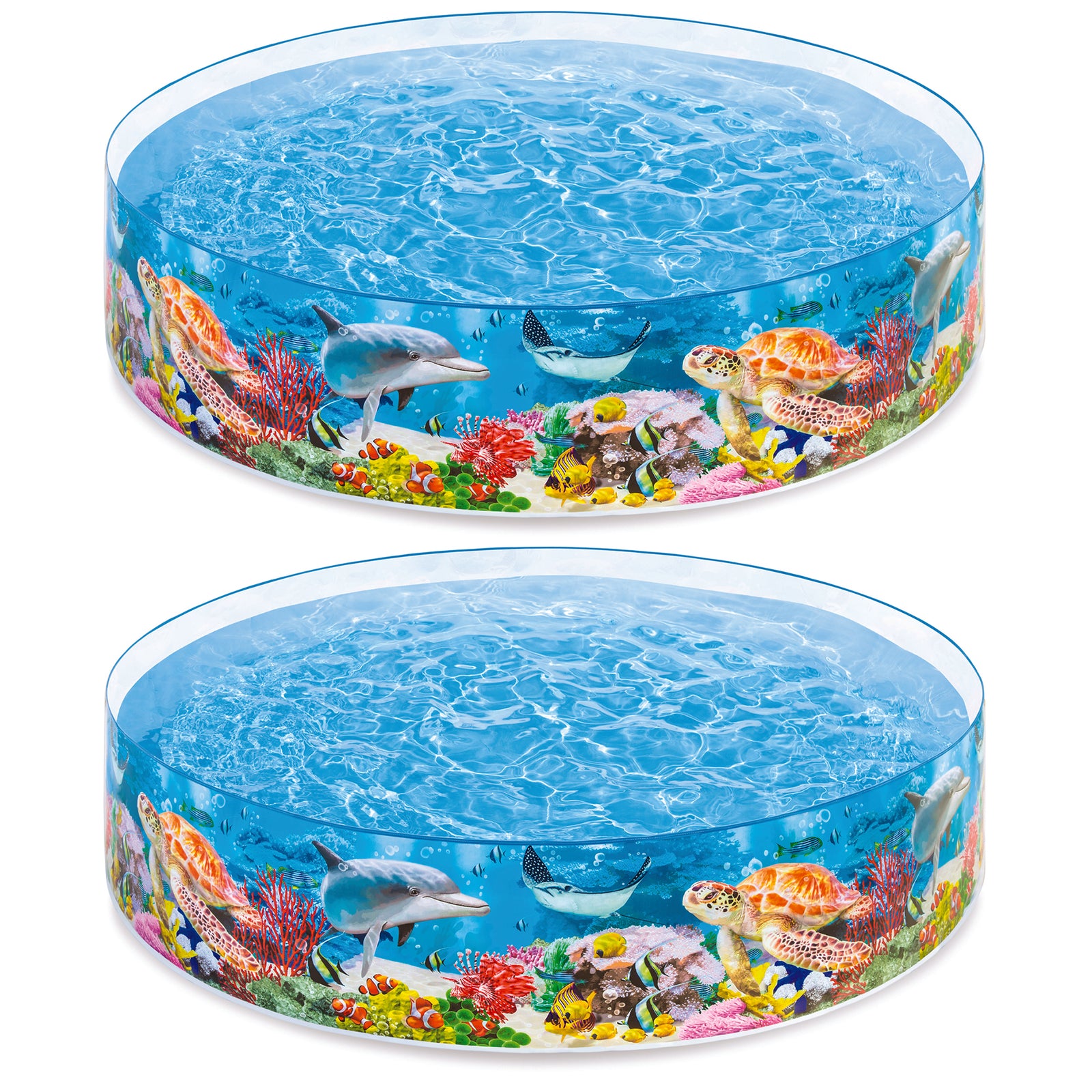 Intex SnapSet Kiddie 8 x 8 Foot Instant Swimming Pool, Deep Sea Blue (2 Pack) - VMInnovations