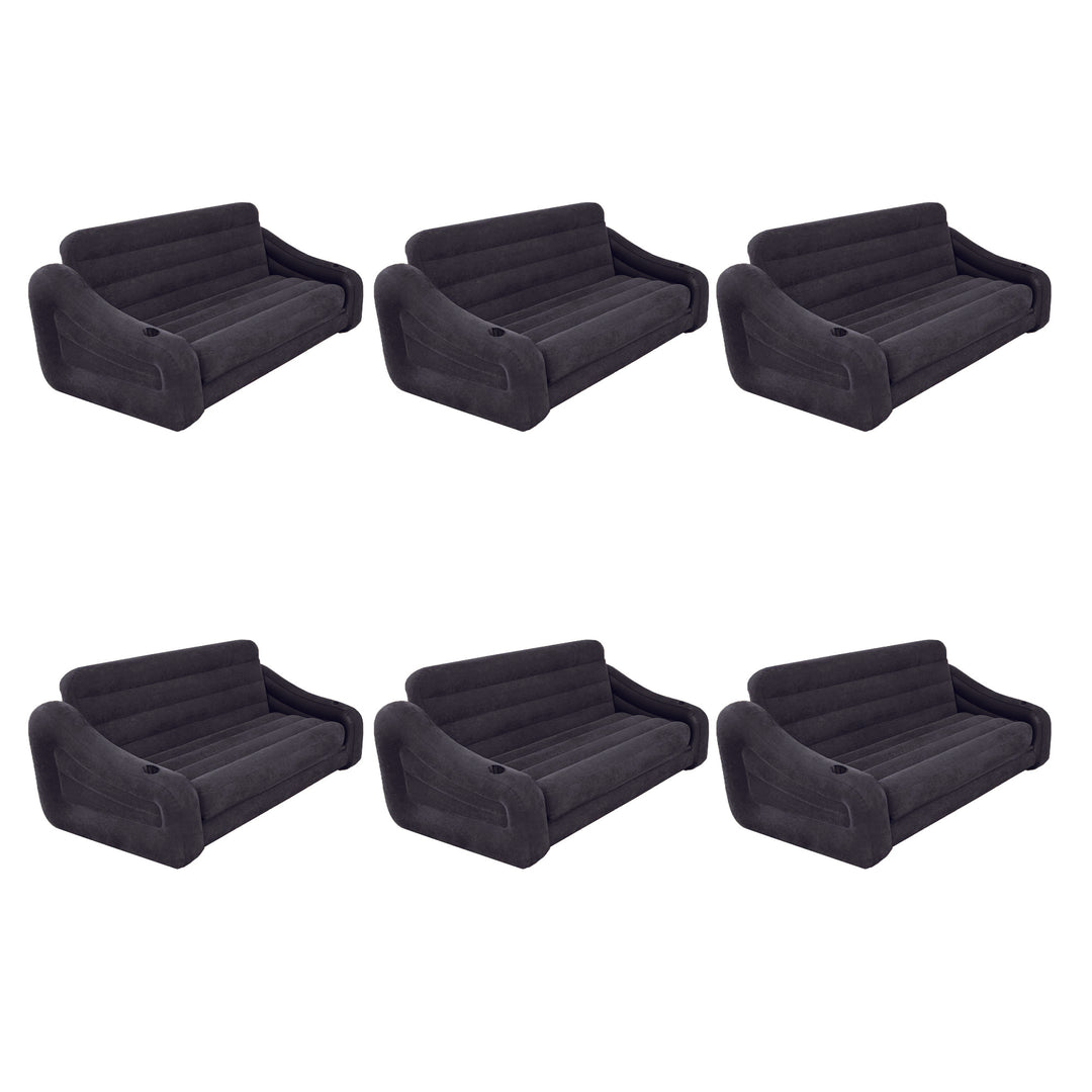 Intex Queen Size Pull Out Futon Sofa Couch Sleep Away Bed, Dark Gray (6 Pack)