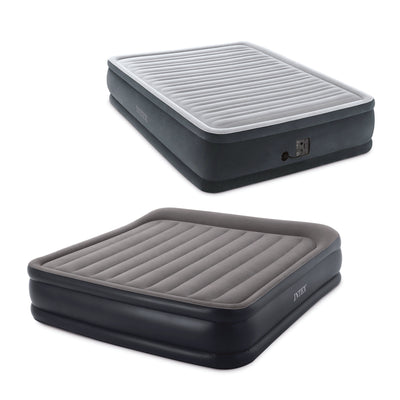 Deluxe Inflatable Airbed w/ Built In Pump, King & Plus Series Airbed w/ Built-In Pump, Queen (Bundle)