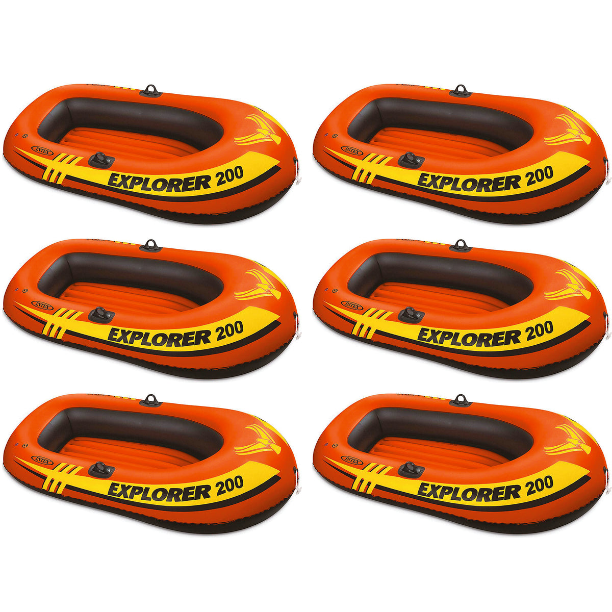 Intex Explorer 200 2 Person Youth Inflatable PVC Boat Raft (Raft Only) (6 Pack) - VMInnovations