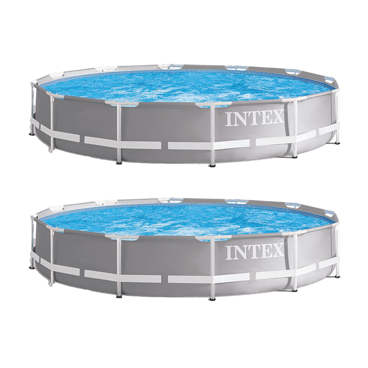 Intex 12ft x 12ft x 30in Prism Frame Above Ground Swimming Pool w/ Pump (2 Pack)