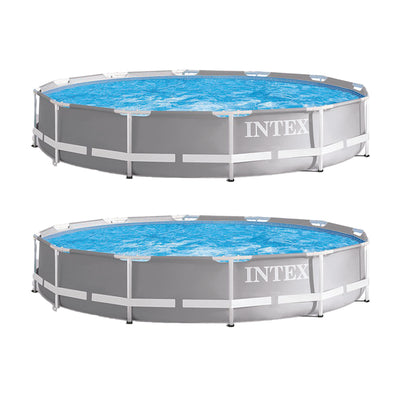 Intex 12ft x 12ft x 30in Prism Frame Above Ground Swimming Pool w/ Pump (2 Pack)