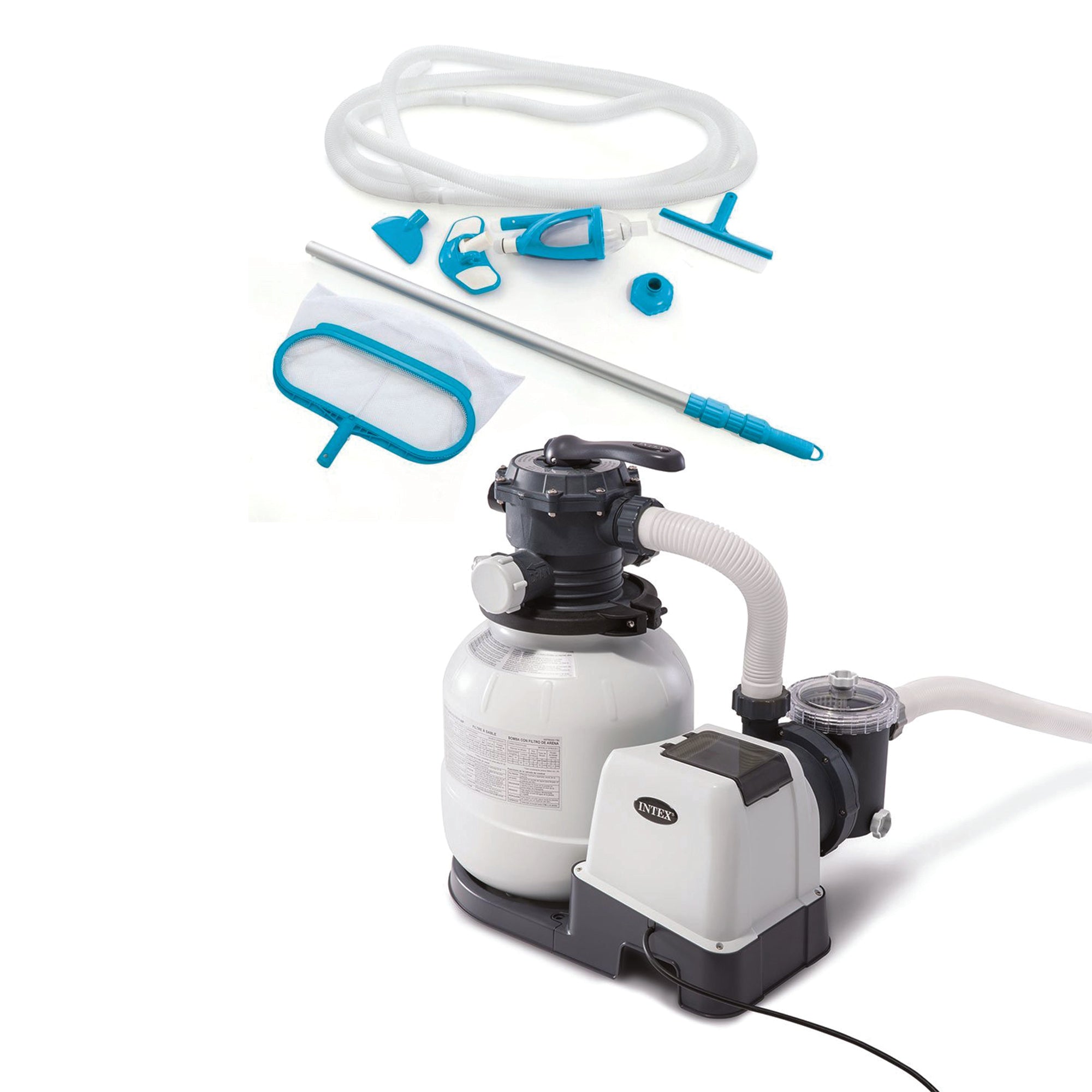 Sand Filter Pump with Timer Bundled w/ Deluxe Pool Kit (Color May Vary) (2 Pack)