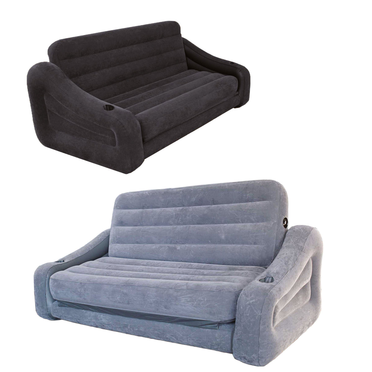 Intex Inflatable 2 In 1 Pull Out Futon, Gray & Intex Pull Out Futon, Dark Gray