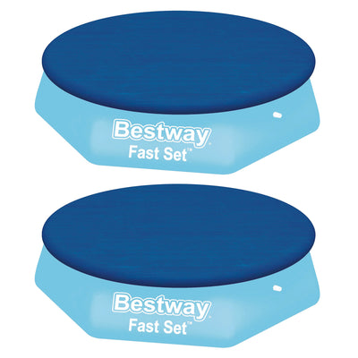 Bestway Flowclear Fast Set 10 Foot Above Ground Swimming Pool Cover (2 Pack)