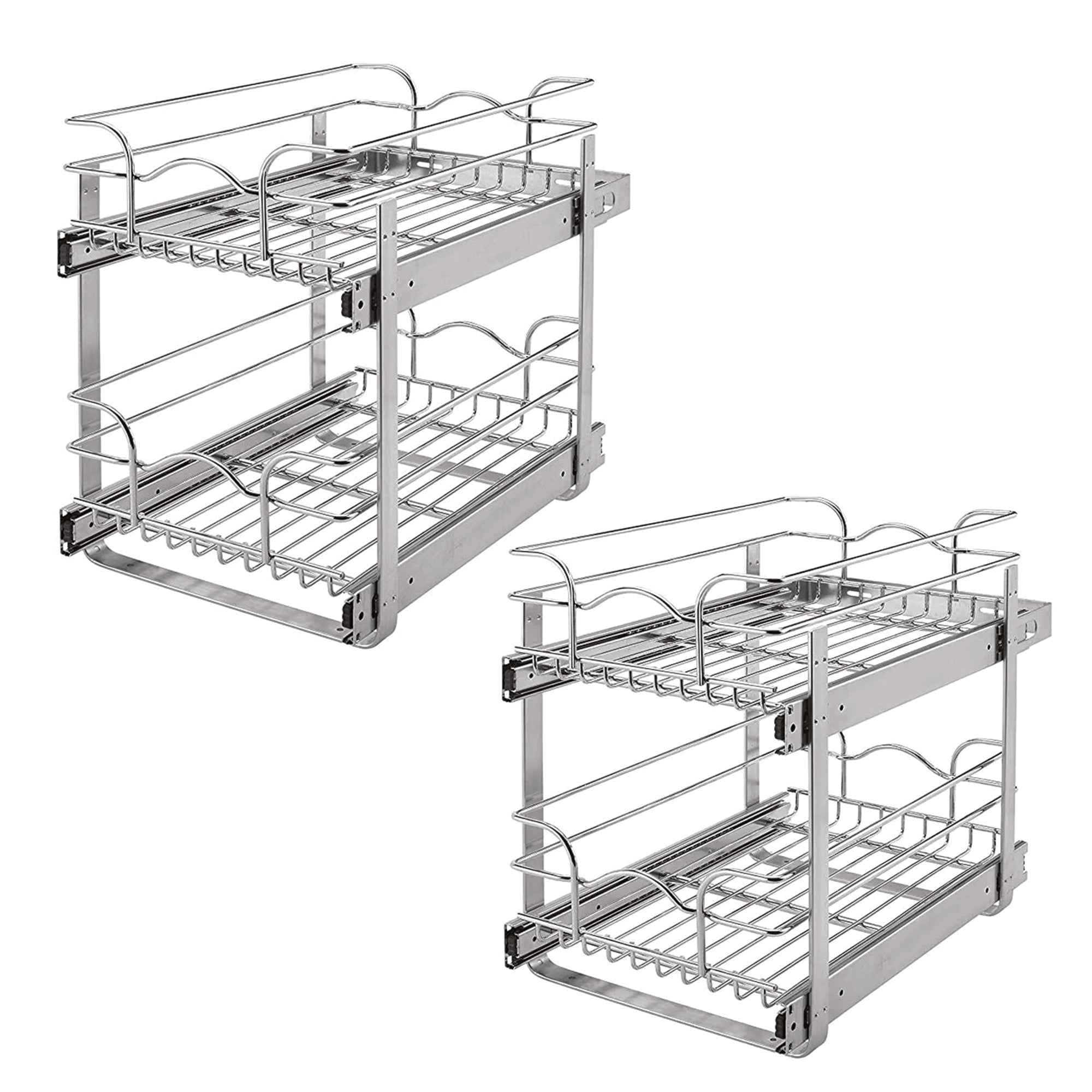 Deep Base Kitchen Cabinet 2 Tier Bundled w/ 21 Inch Wire Basket Pull Out Cabinet - VMInnovations