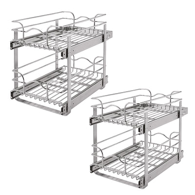 Deep Base Kitchen Cabinet 2 Tier Bundled w/ 21 Inch Wire Basket Pull Out Cabinet - VMInnovations