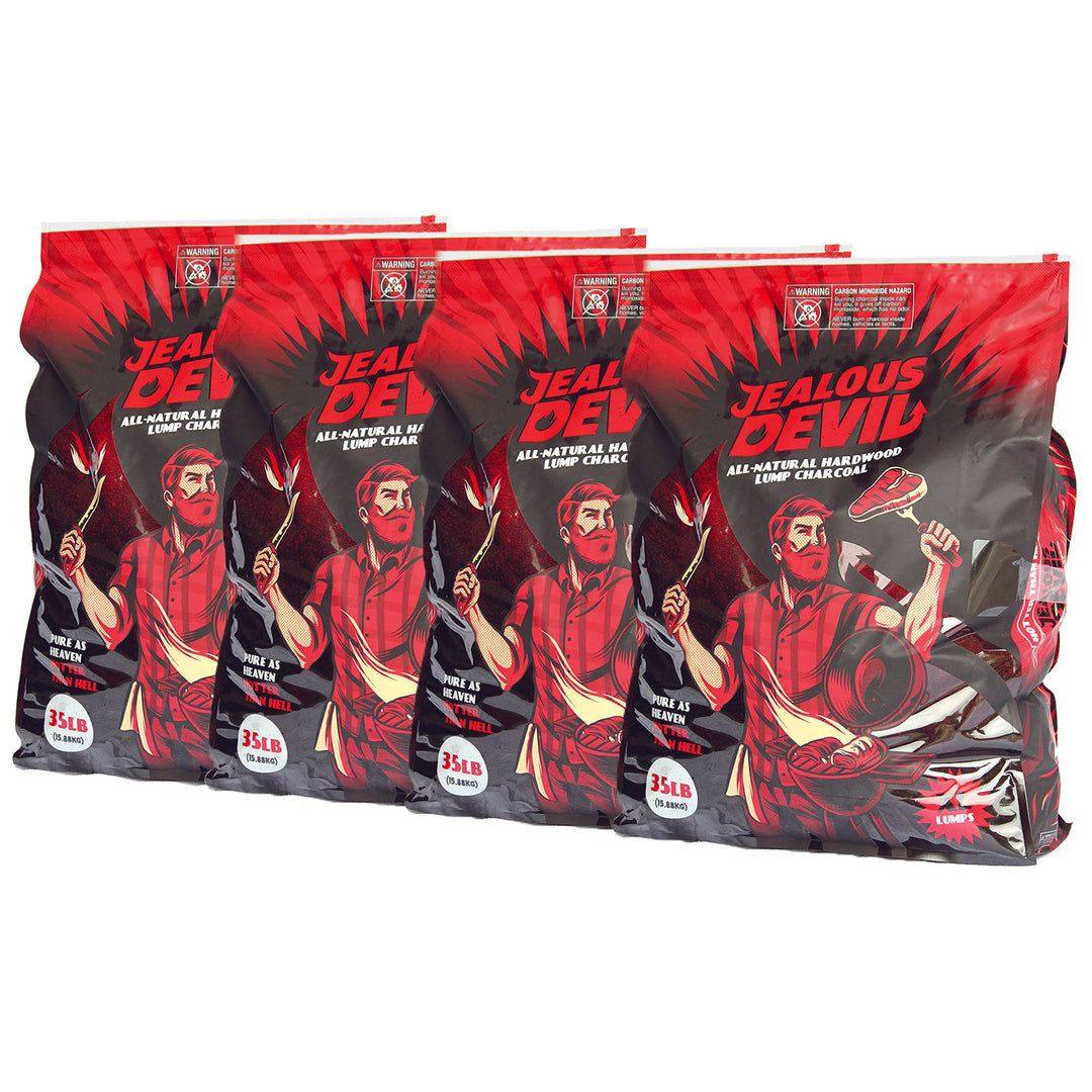 Jealous Devil Natural Hardwood Wood Lump Grill Charcoal, 35 Pounds (4 Pack)