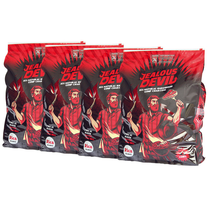 Jealous Devil Natural Hardwood Wood Lump Grill Charcoal, 35 Pounds (4 Pack)