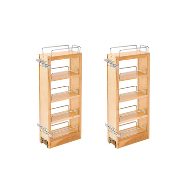 Rev-A-Shelf 448-WC-5C 5-Inch Maple Wood Pull Out Wall Cabinet Organizer (2 Pack)