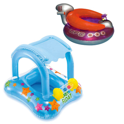 Inflatable UFO Lounge Chair Float Bundle w/ My Baby Float Inflatable Kiddie Raft