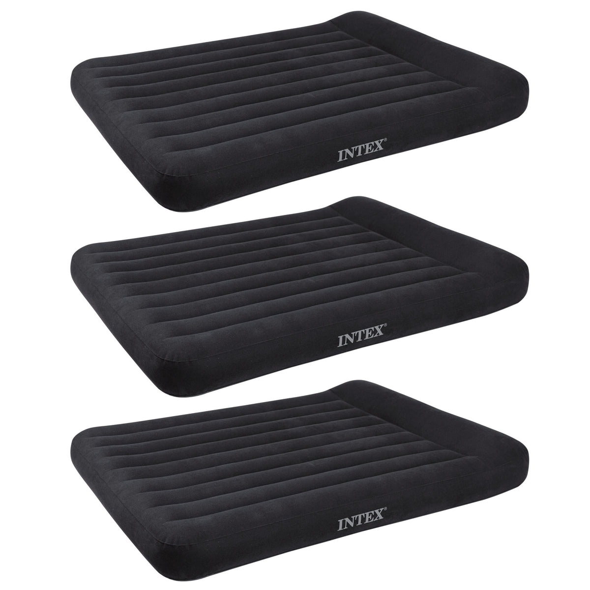 Intex Classic Inflatable Air Mattress Bed w/ Pillow Rest & Pump, Full (3 Pack) - VMInnovations