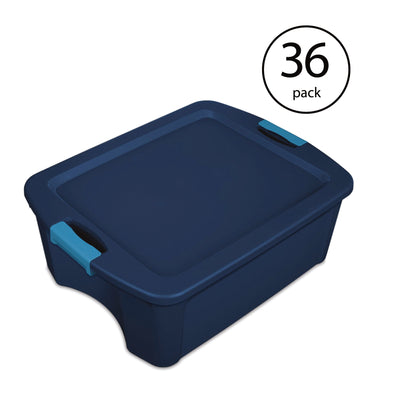 Sterilite 12 Gallon Plastic Latch and Carry Storage Tote, True Blue (36 Pack)