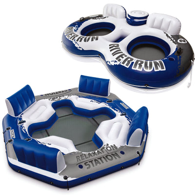 Inflatable 4 Person Relaxation Raft Bundled w/ Inflatable 2 Person Tube