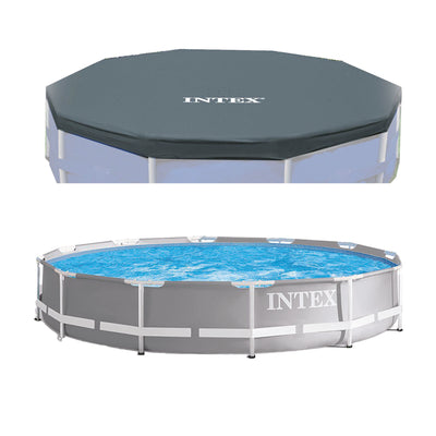 Intex 12ft x 30in Prism Frame Above Ground Pool w/ Pump & Intex 12ft Pool Cover