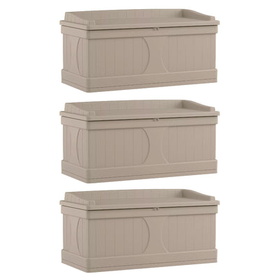 Suncast 99 Gallon Deck Box and Bench with Seating Capacity for two (3 Pack)