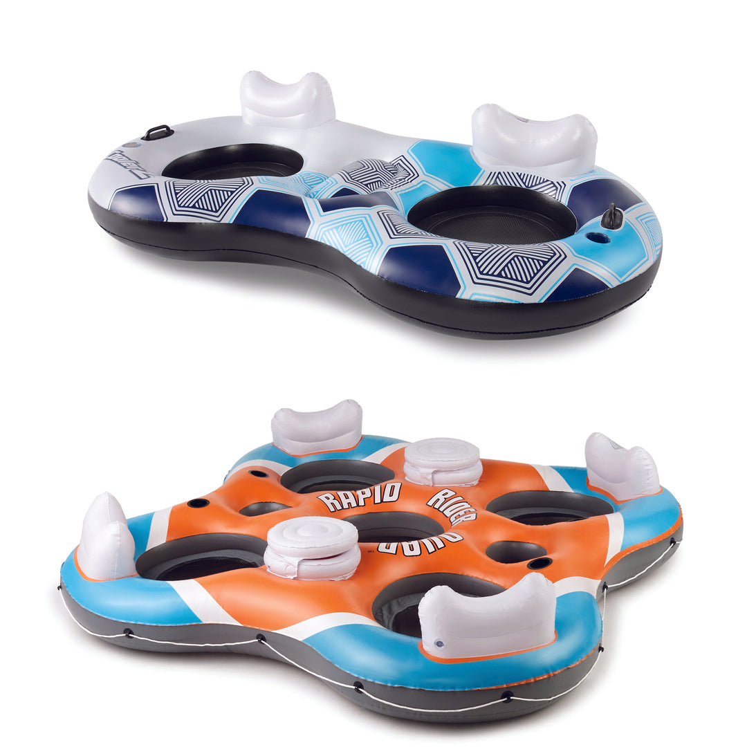 Bestway Rapid Rider Round 2 Person Tube Float and 4 Person Floating Island Raft - VMInnovations