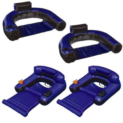 Inflatable Nylon Pool Float (2 Pack) Bundled w/ Inflatable Floating (2 Pack)
