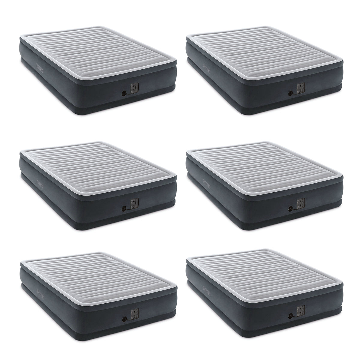 Intex Dura Beam Plus Series Elevated Airbed w/ Built-In Pump, Queen(6 Pack)
