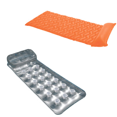 Tote 'N Float Mat Floating Pool Lounger Bundled w/ French Mattress Pool Lounger