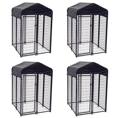 Lucky Dog Uptown Outdoor Covered Kennel Heavy Duty Dog Cage Pen (4 Pack)