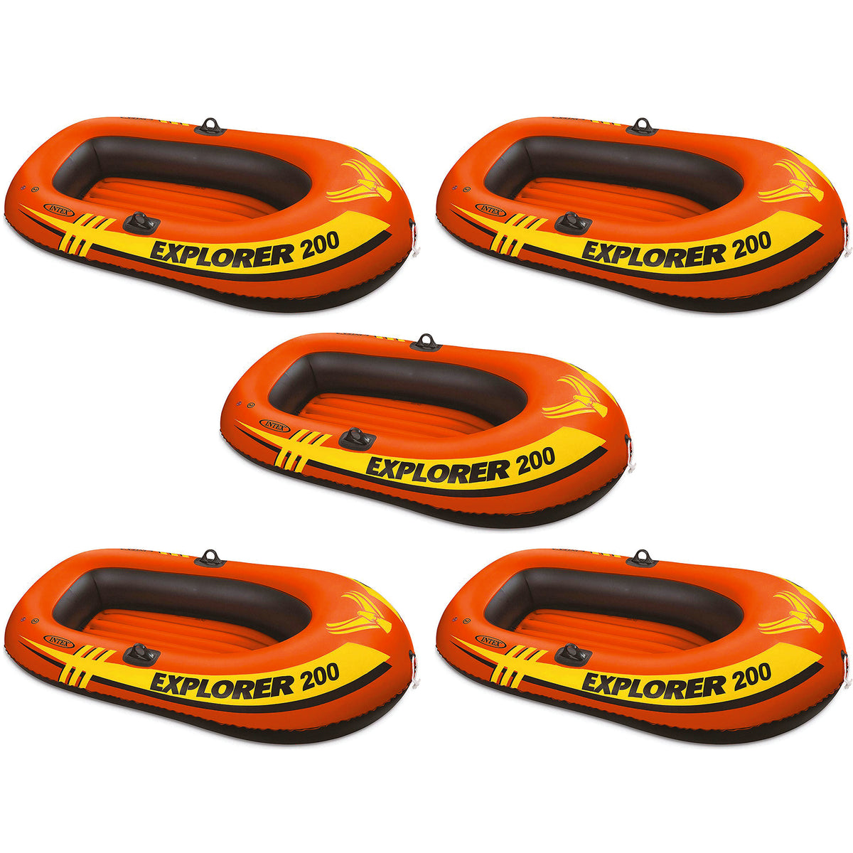 Intex Explorer 200 2 Person Youth Inflatable PVC Boat Raft (Raft Only) (5 Pack)