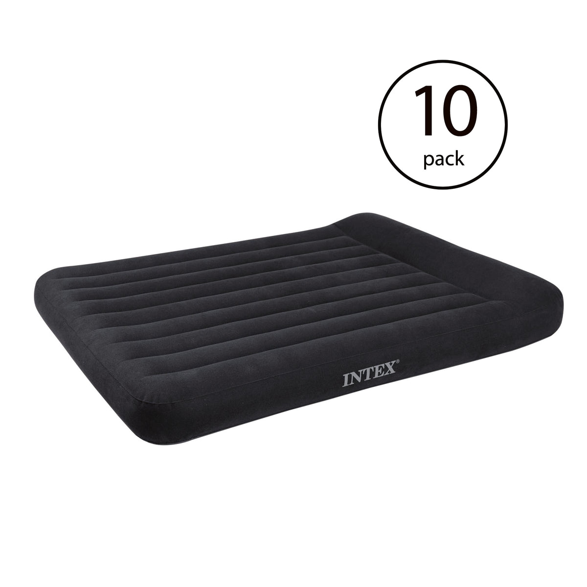 Intex Classic Inflatable Dura Beam Air Mattress Bed w/ Pillow Rest & Pump, Full (10 Pack)