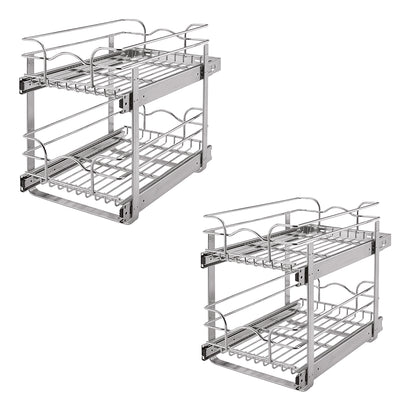 Rev-A-Shelf 12" Wide 18" Deep Base Kitchen Cabinet 2 Tier Wire Basket (2 Pack)