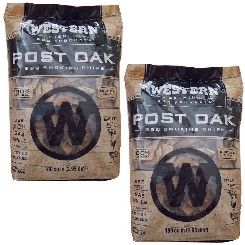 Western BBQ Products Post Oak Barbecue Cooking Chips, 180 Cubic Inches (2 Pack)