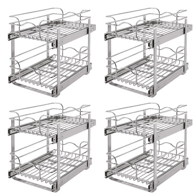 Rev-A-Shelf 12" Wide 18" Deep Base Kitchen Cabinet 2 Tier Wire Basket (4 Pack)