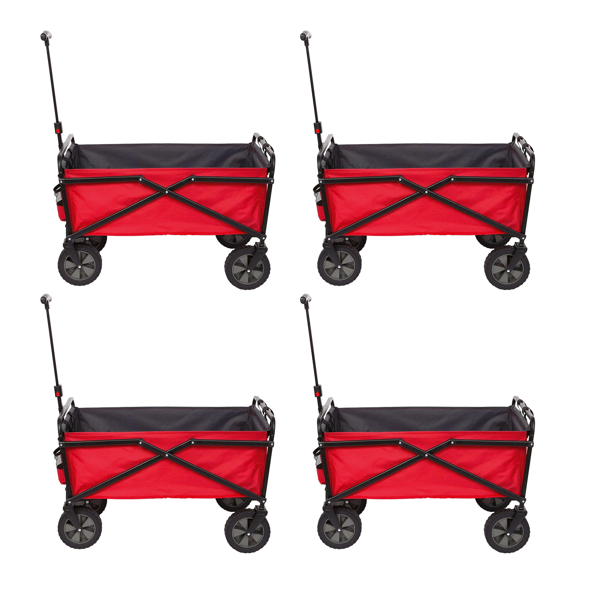 Seina 150 Pound Capacity Portable Folding Outdoor Garden Cart, Red (4 Pack)
