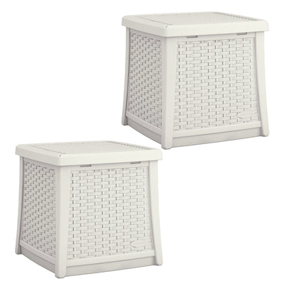 Suncast Elements 13-Gallon Patio End Table with Storage, White (2 Pack)