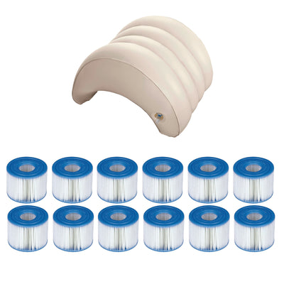 Inflatable Lounge Headrest Pillow Bundled w/ Pool Filters (2 Filters) (6 Pack) - VMInnovations