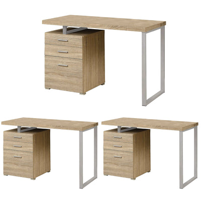 Monarch Specialties 48" Industrial Design Office Computer Desk, Natural (3 Pack)