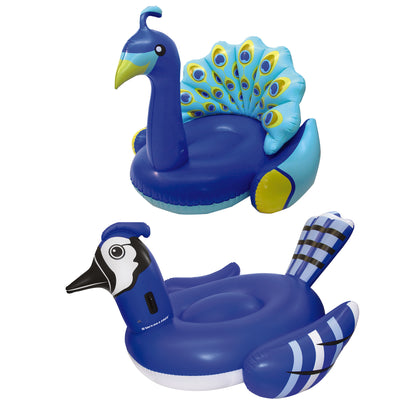 Inflatable Blue Jay Ride On Float Bundled w/ Inflatable Peacock Giant Pool Float