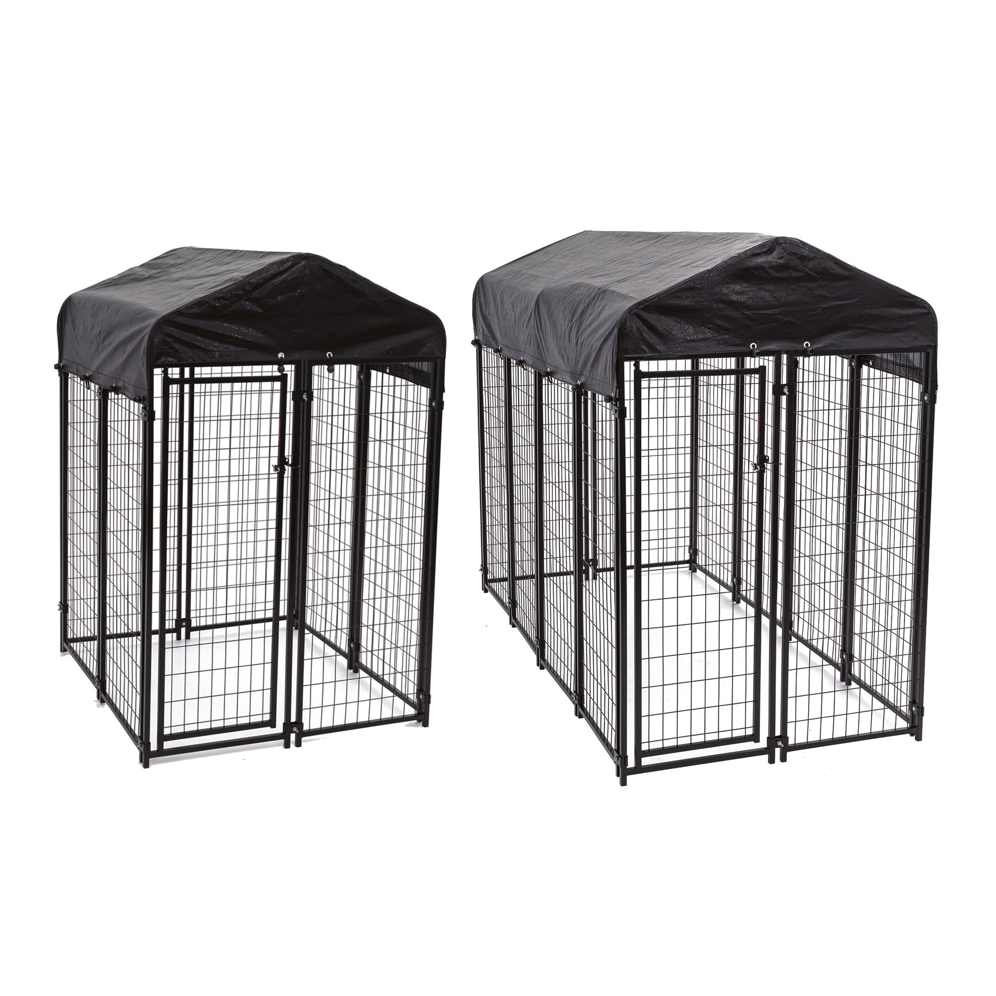 Lucky Dog Uptown Covered Dog Kennel with Lucky Dog Wire Dog Fence Pet Kennel - VMInnovations