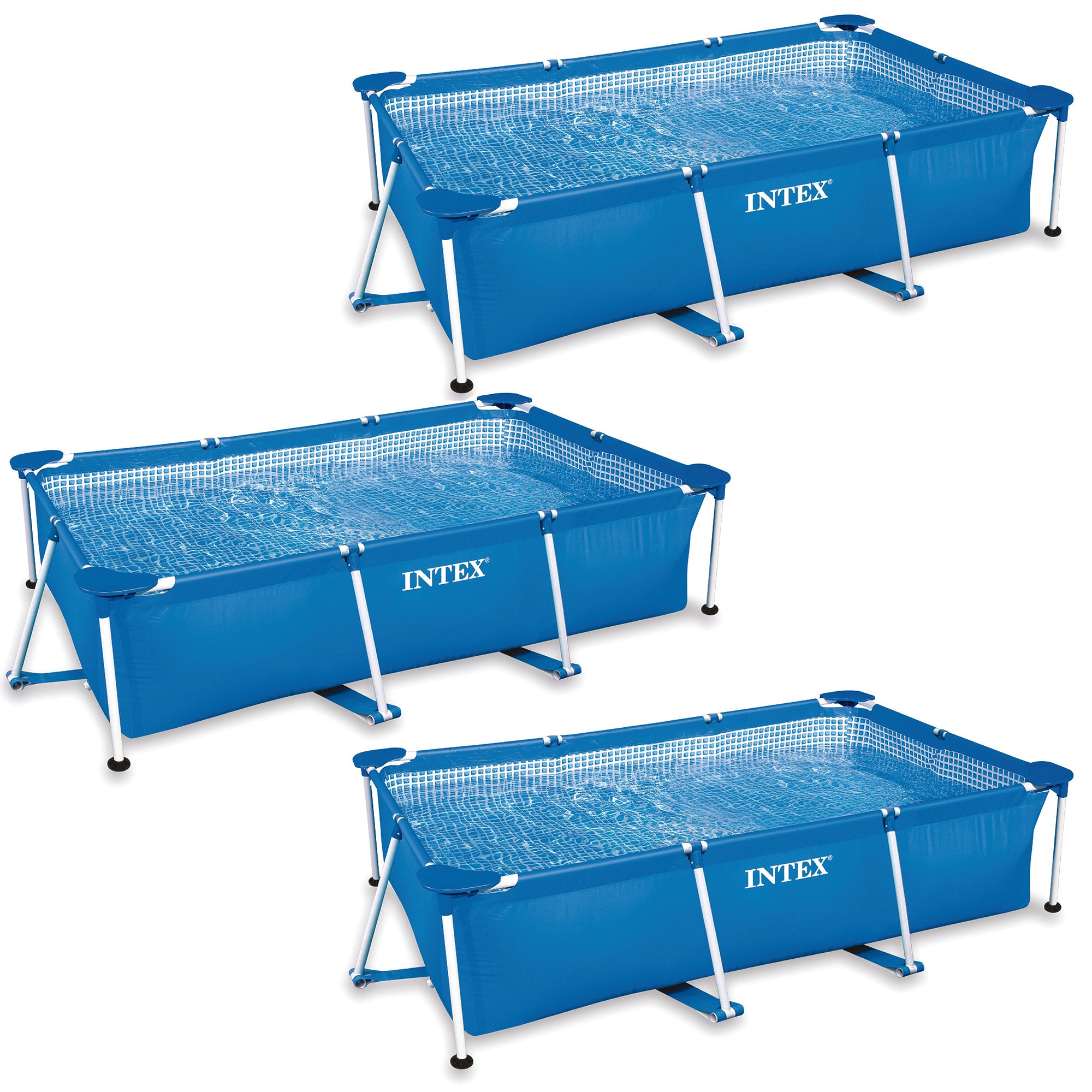 Intex 86 x 59 x 23 Inch Rectangular Frame Above Ground Swimming Pool (3 Pack) - VMInnovations