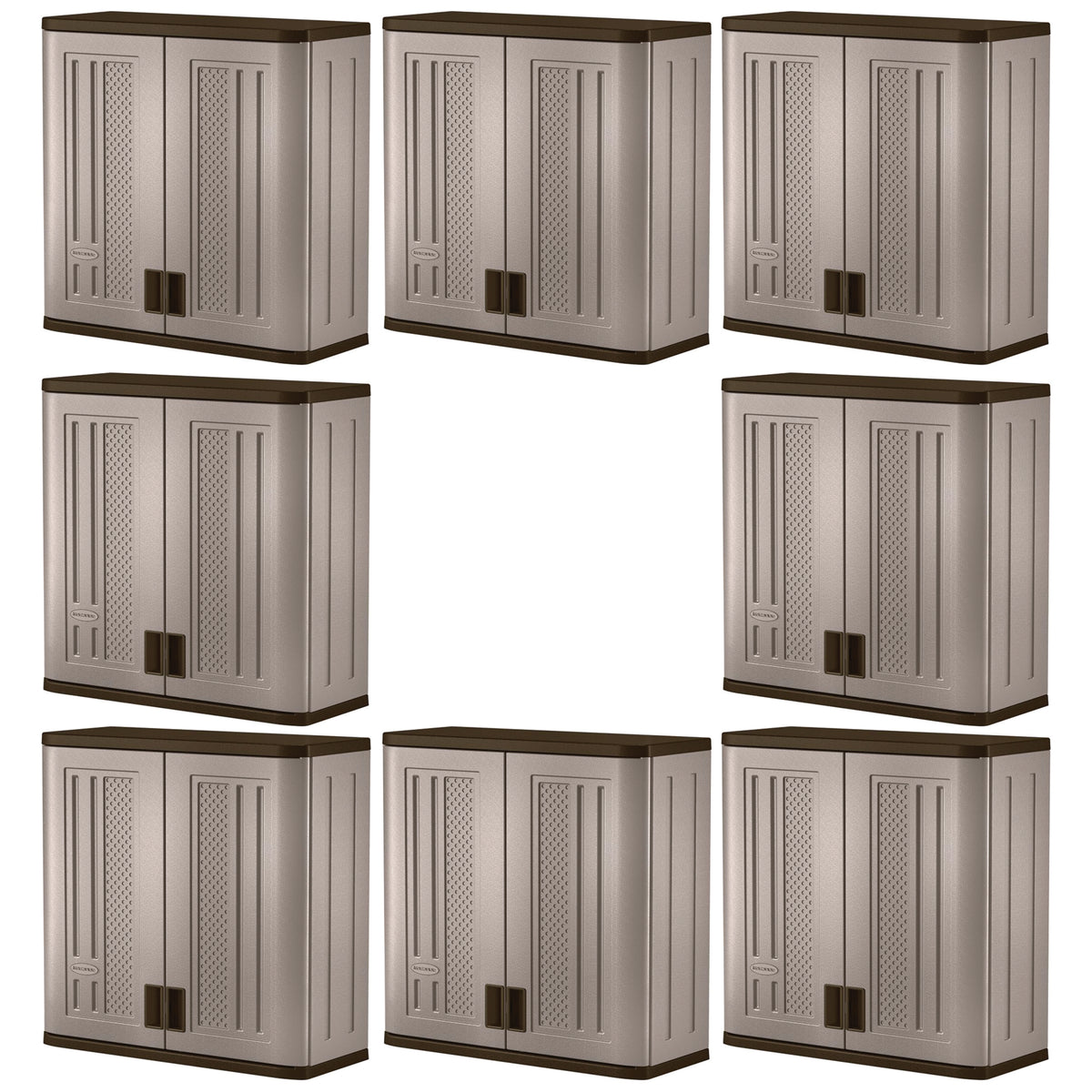 Suncast 4 Cubic Feet Resin Single Shelf Garage Wall Storage Cabinet (8 Pack)