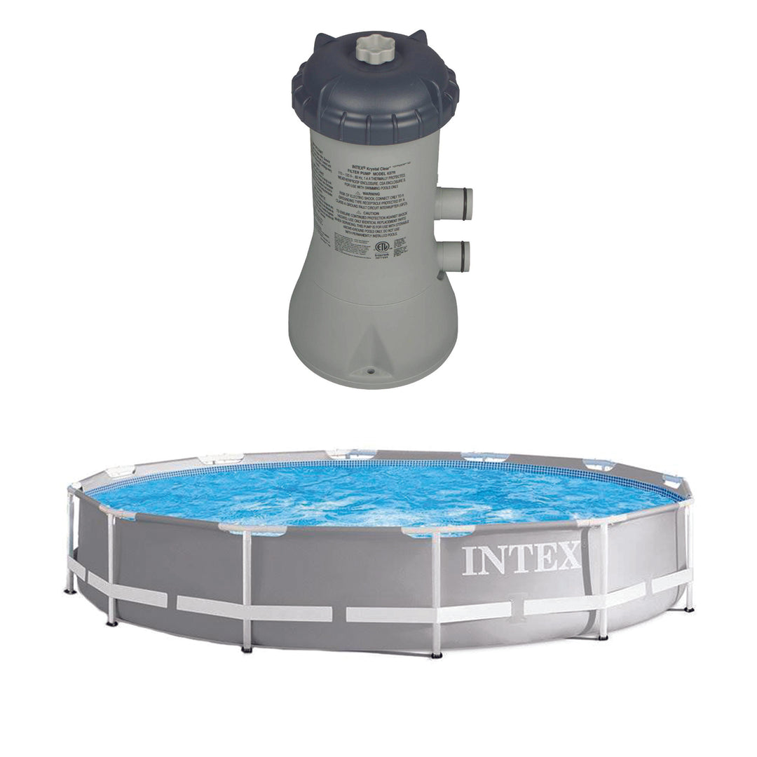 Intex 12' x 30" Steel Frame Above Ground Pool & 1000 GPH Above Ground Pool Pump