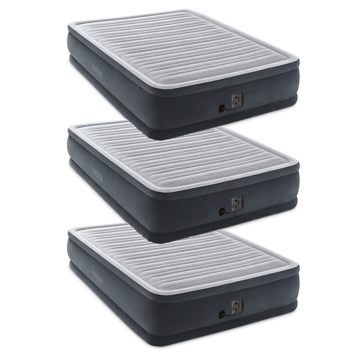 Intex Dura Beam Plus Series Elevated Airbed w/ Built-In Pump, Queen(3 Pack)