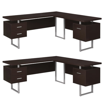 Monarch Specialties 70 In. Contemporary Computer Desk Cappuccino(2 Pack)