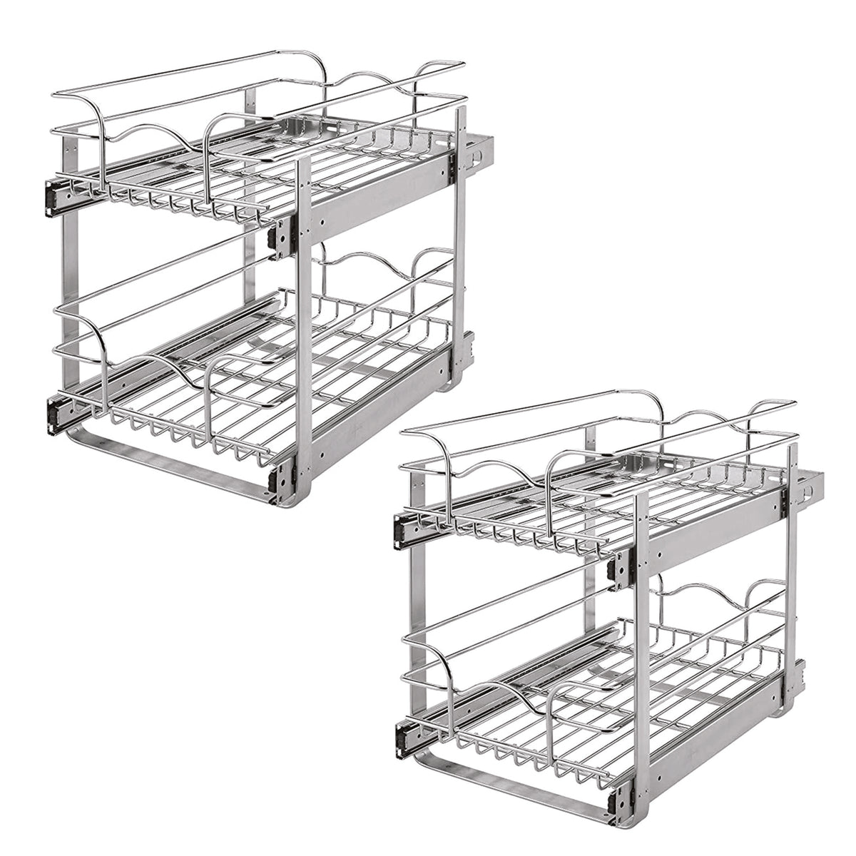 Deep Base Kitchen Cabinet 2 Tier Bundled w/ 21 Inch Wire Basket Pull Out Cabinet