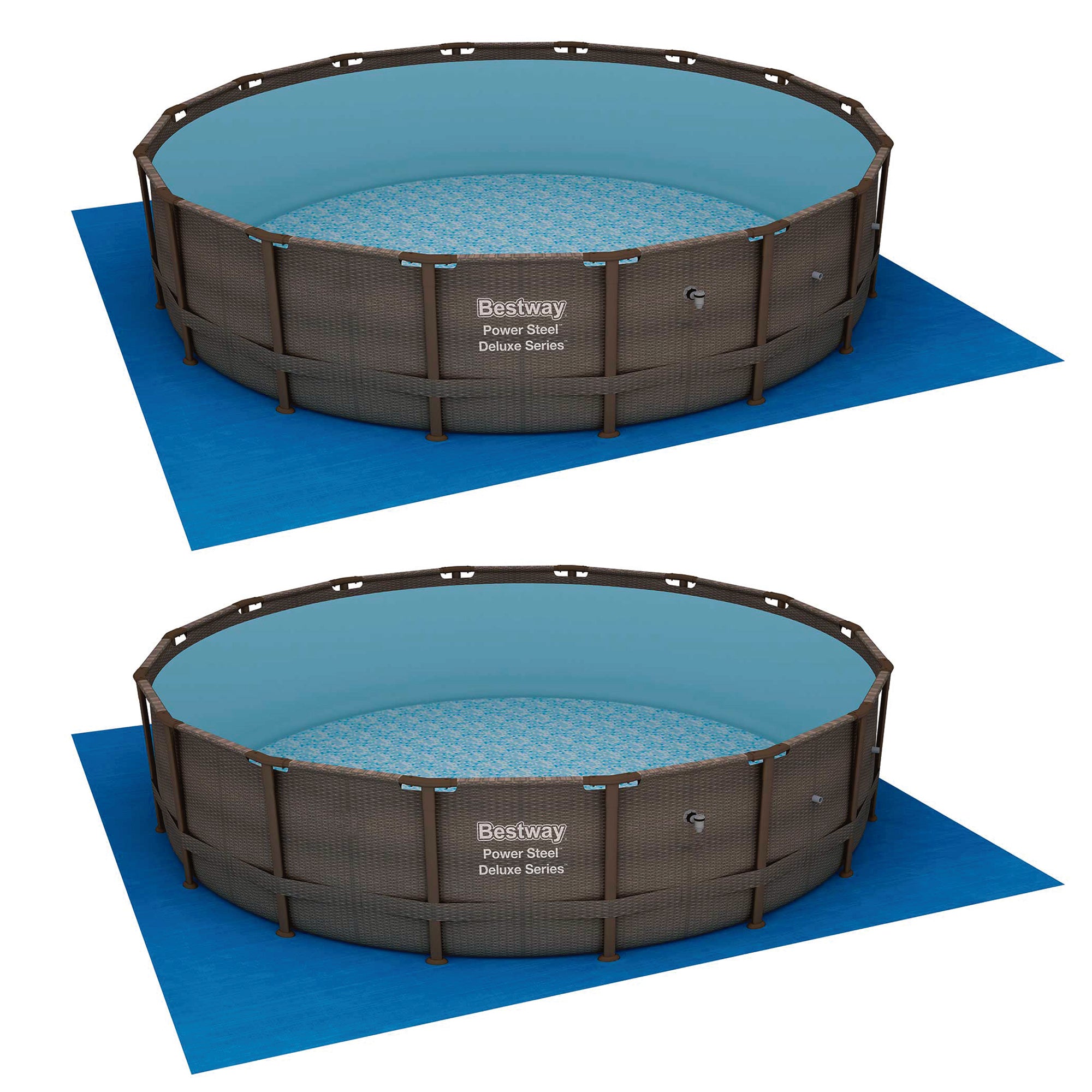 Bestway 16' x 48" Power Steel Round Frame Above Ground Pool Set & Pump (2 Pack) - VMInnovations