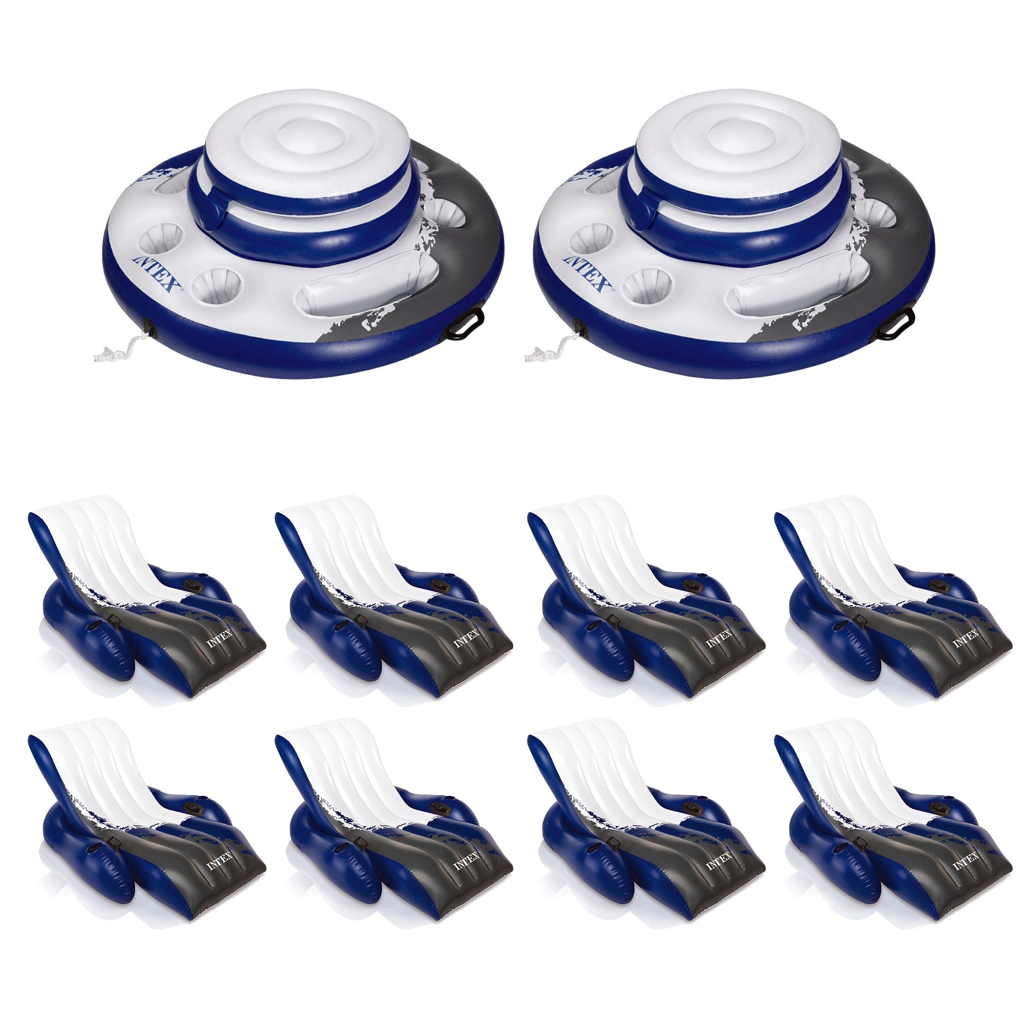 Inflatable Floating Cooler (2 Pack) Bundled w/ Connect Inflatable Float (8 Pack)