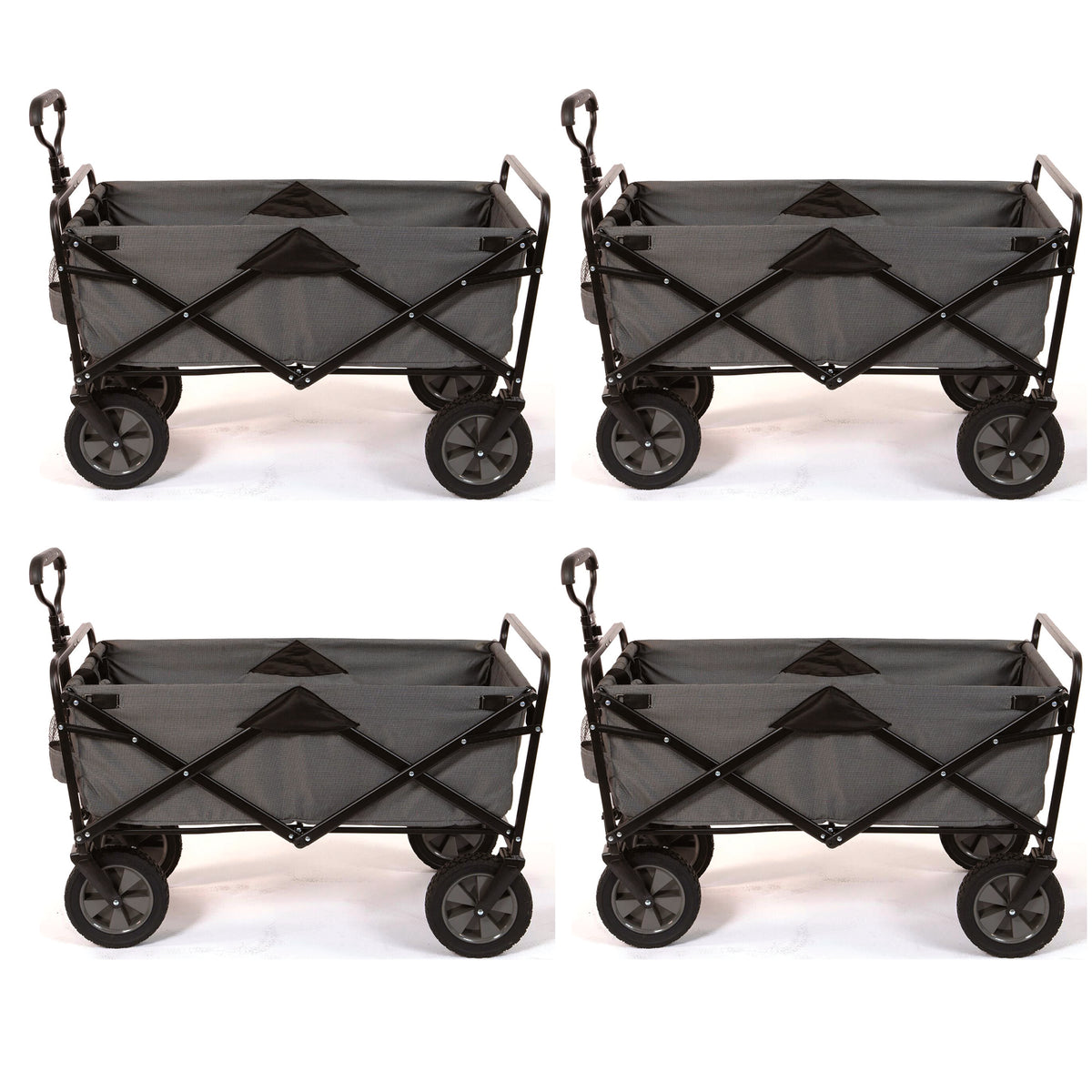 Collapsible Folding Steel Frame Outdoor Garden Camping Wagon, Gray (4 Pack)