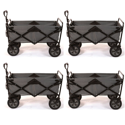 Collapsible Folding Steel Frame Outdoor Garden Camping Wagon, Gray (4 Pack)