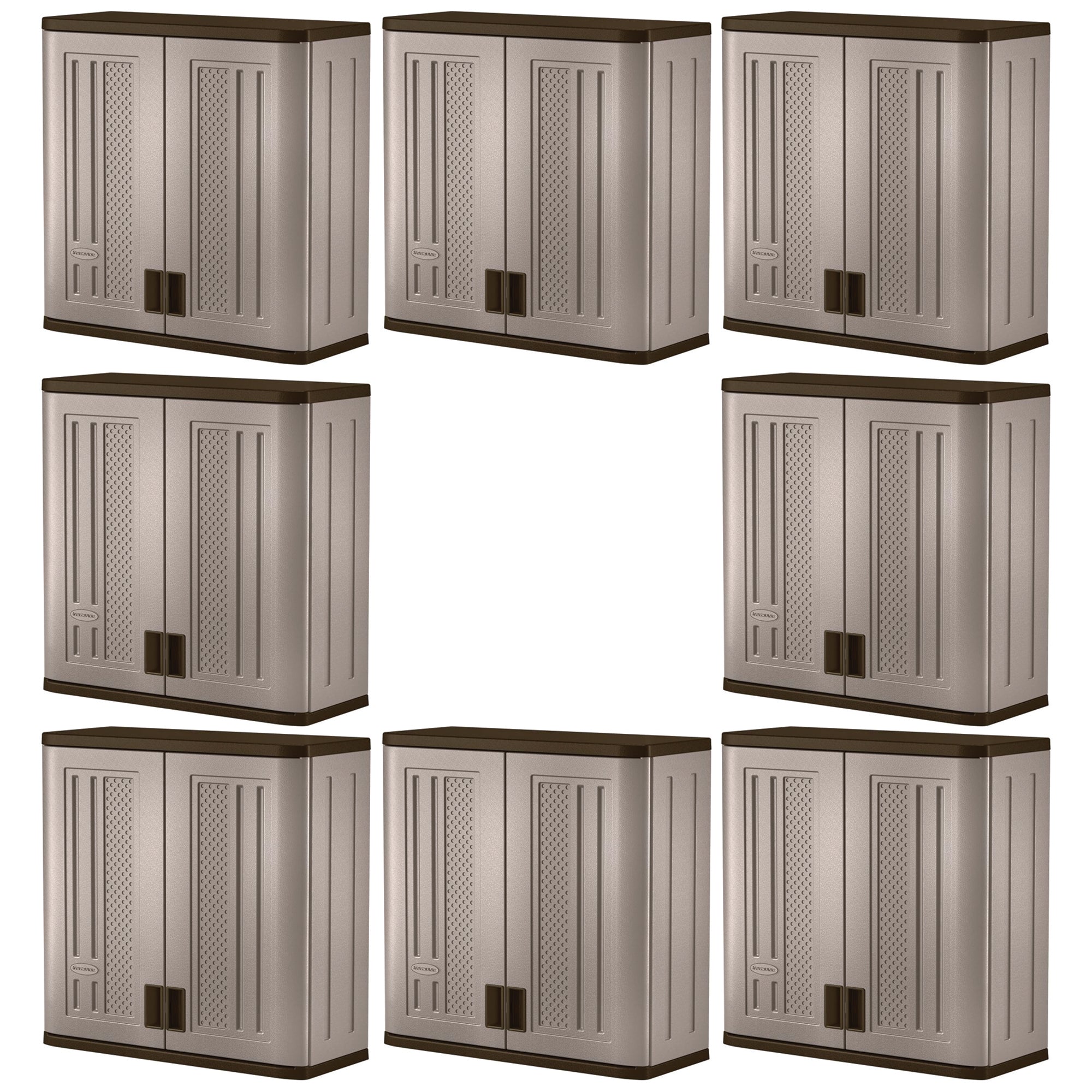 Suncast 4 Cubic Feet Resin Single Shelf Garage Wall Storage Cabinet (8 Pack)