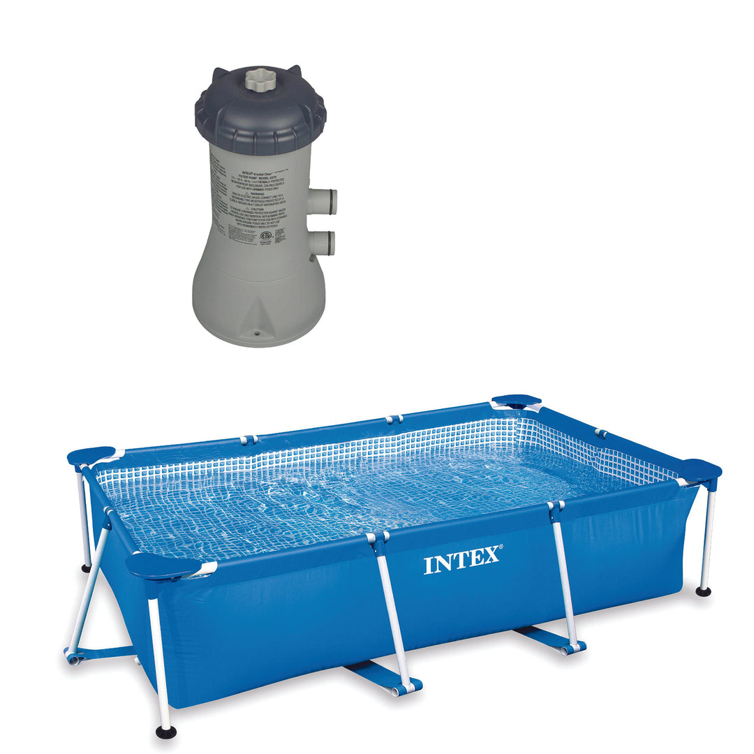 Frame Above Ground Baby Splash Swimming Pool Bundled w/ Intex Filter Pump
